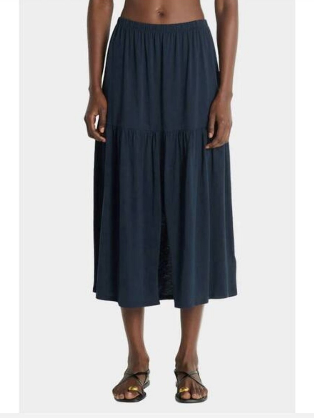 Nation LTD Esmeralda Skirt Night Sky Navy Pima Cotton Midi S Coastal Lagenlook